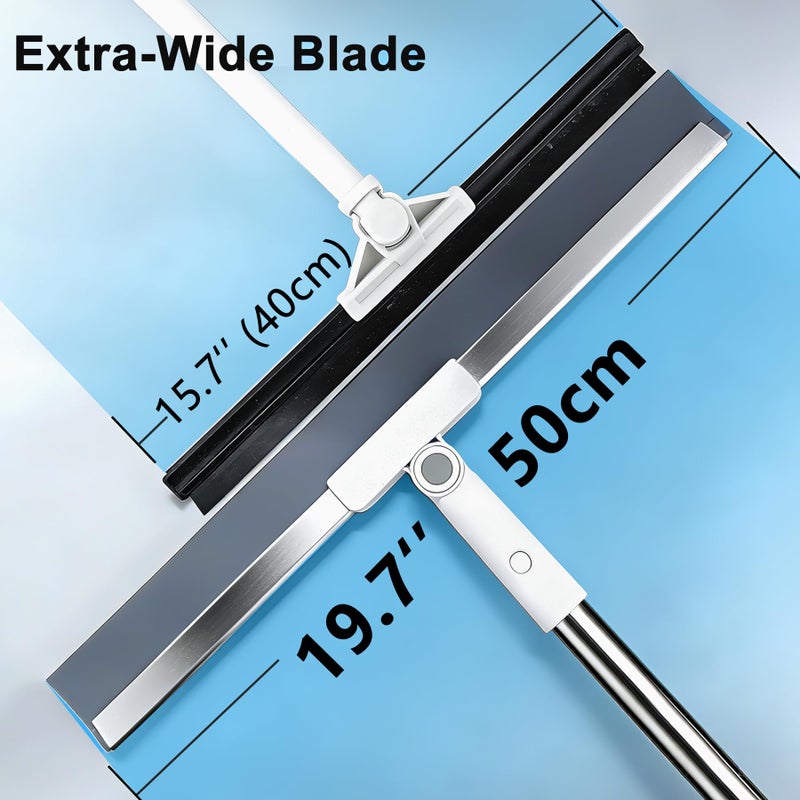Purexa 19.7'' Large Floor Squeegee for Concrete Floor with 51''-58'' Telescoping Stainless Steel Handle, Squeegee Broom for Removing Water on Tile, Epoxy, Garage, Driveway, Patio - Image 2