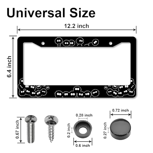 DGDRHZ Anime Soot License Plate Frames，Anime Sprites Car Accessories for Women and Men ，Cute Soot Sprites License Plate Holder，Aluminum License Plate Frame Fits Standard US Vehicles Size 12.2 x 6 Inch - Image 2