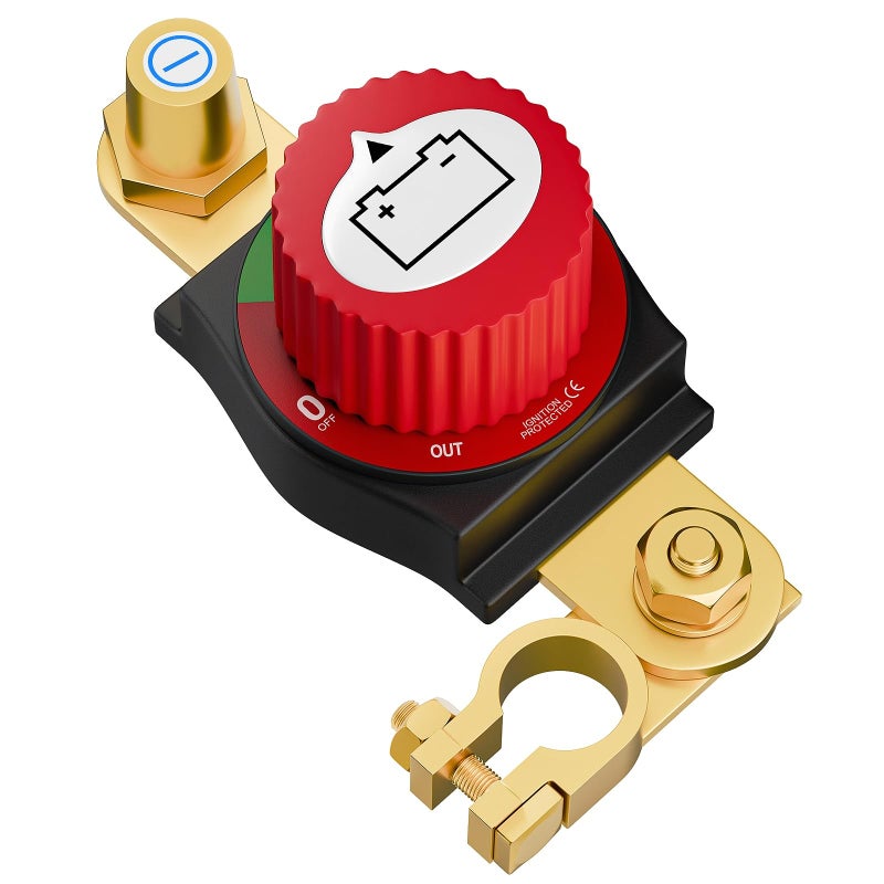 Aikyciu Top Post Battery Disconnect Switch 1248V HeavyDuty Battery Kill Switch for Cars RVs Boats and Vehicles Negative OnOff - Image 3