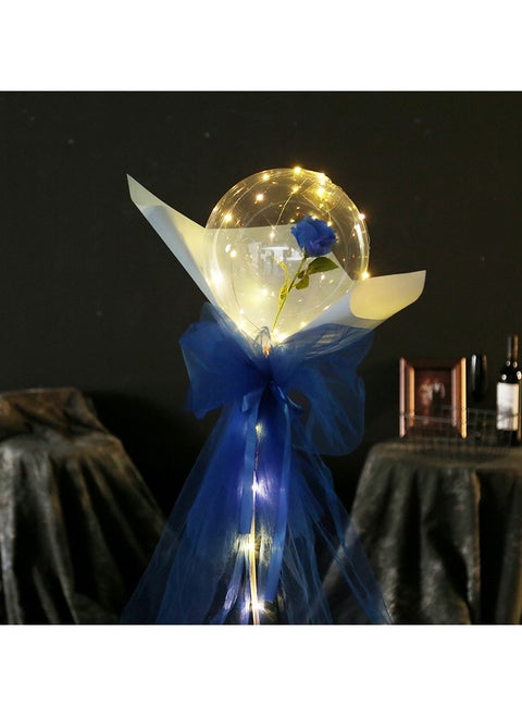 LED Bobo Balloons Rose Light Up Balloons Helium Glow Bubble Balloons with String Lights for Valentines Day Party Birthday Wedding - Blue