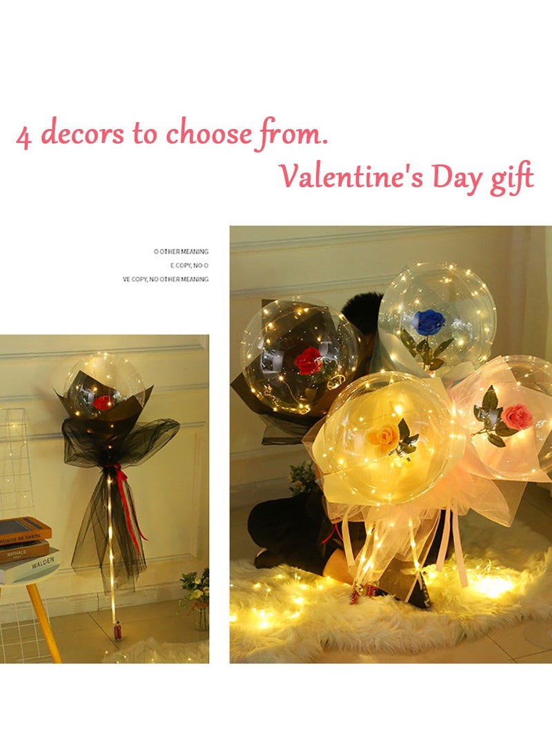 MileMelo - LED Bobo Balloons Rose Light Up Balloons Helium Glow Bubble Balloons with String Lights for Valentines Day Party Birthday Wedding - Blue - Image 1