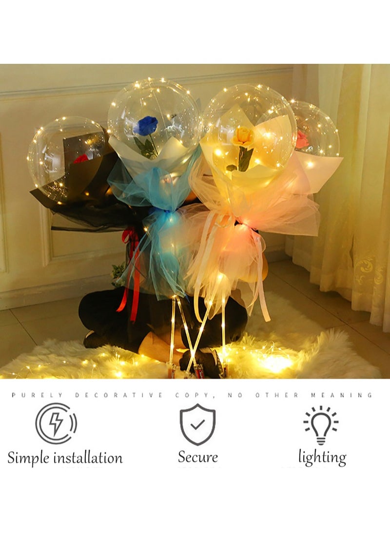MileMelo - LED Bobo Balloons Rose Light Up Balloons Helium Glow Bubble Balloons with String Lights for Valentines Day Party Birthday Wedding - Blue - Image 1