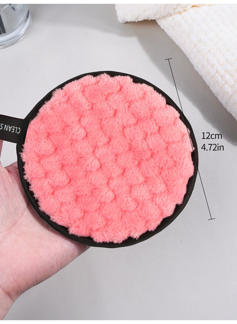 MAANGE 3 قطع وسادات إزالة المكياج القابلة لإعادة الاستخدام جولات ناعمة لتنظيف الوجه مناديل مزدوجة الجانب قابلة للغسل قماش إزالة المكياج ميكروفايبر متعددة الوظائف (وردي) - Image 3
