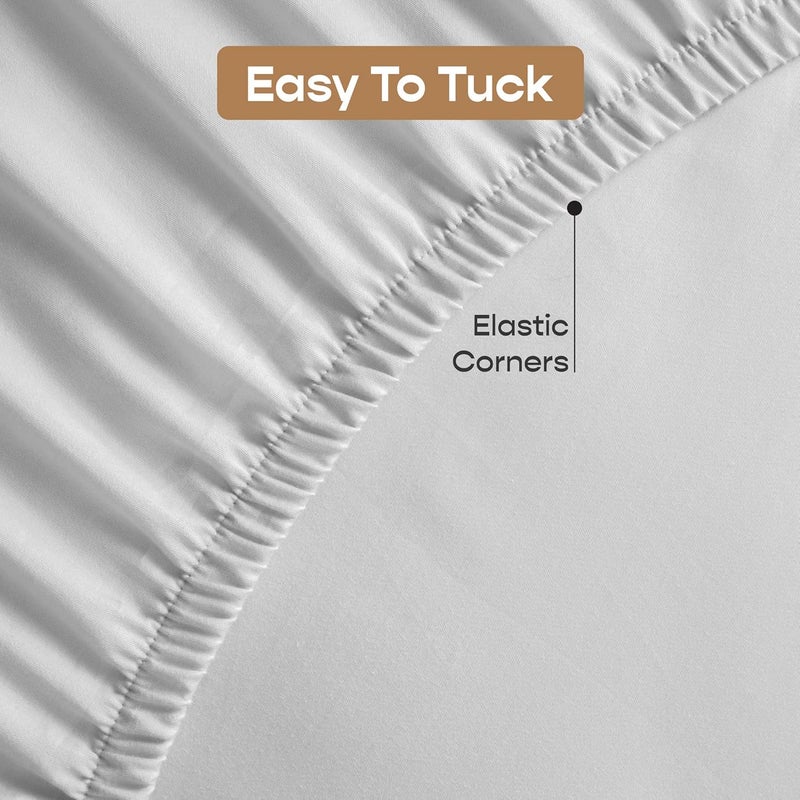 SleepyCat Fitted Bedsheet Set 100 Cotton 200TC Percale Combed Yarn with a Durable Elastic and Corner Stitch OekoTEX AZO Free with 2 Standard Size Pillow Cases Queen Size 78x60 Dolphin Grey - Image 4