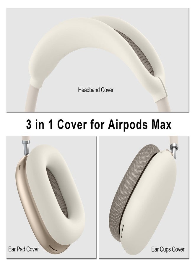 Meliya Silicone Case Cover for AirPods Max, Anti-Scratch Ear Pad/Ear Cups/Headband Cover, Soft Sweat-Proof Protector, Waterproof, Starlight - Image 2
