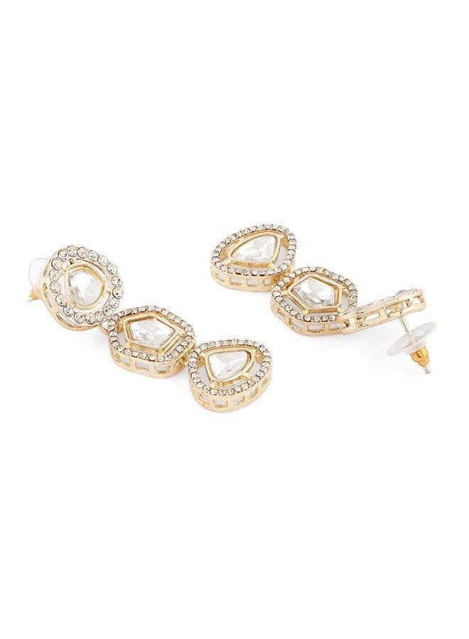 Zaveri Pearls طقم عقد تشوكر وأقراط ومانغ تيكا من زافيري بيرلز، مطلي بالذهب، مرصع بألماس نمساوي لامع وأحجار صناعية - ZPFK17102 - Image 5