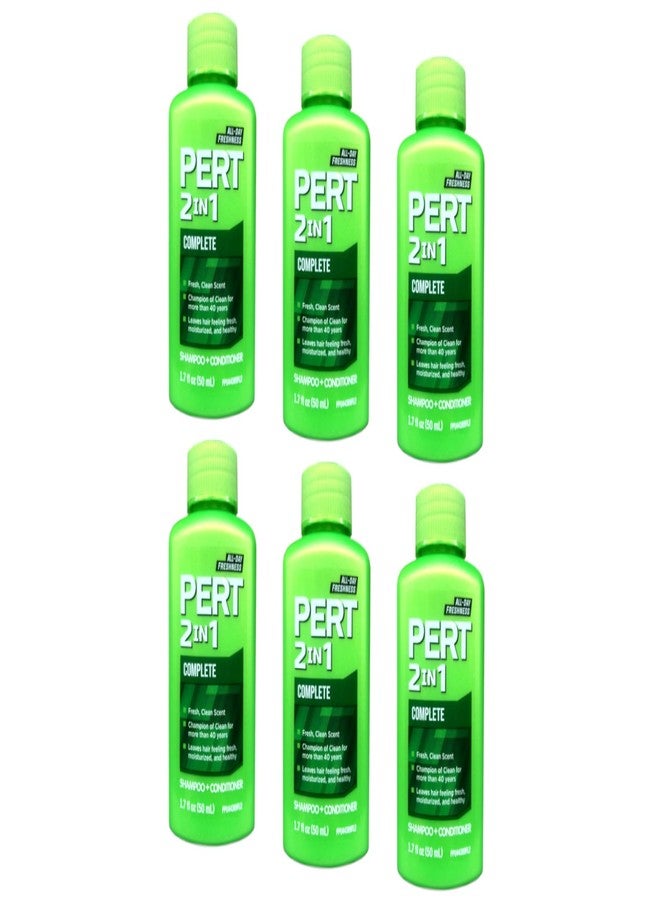 Pert Plus 2-in-1 Shampoo & Conditioner, Classic Clean 1.70 oz (Pack of 6)