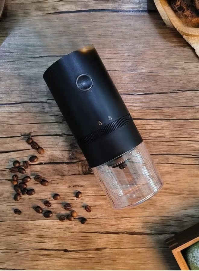 مطحنة قهوة كهربائية محمولة – قابلة للشحن عبر USB مع فرشاة – لون أسود - Image 5