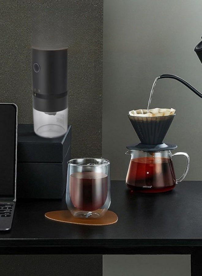 مطحنة قهوة كهربائية محمولة – قابلة للشحن عبر USB مع فرشاة – لون أسود - Image 5