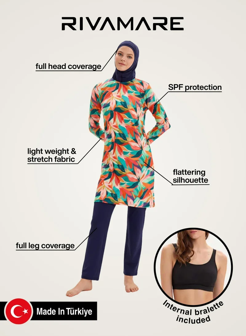 Rivamare Orange Hayafit Burkini 5-Piece Modest Swimwear Set for Women | Best Price UAE