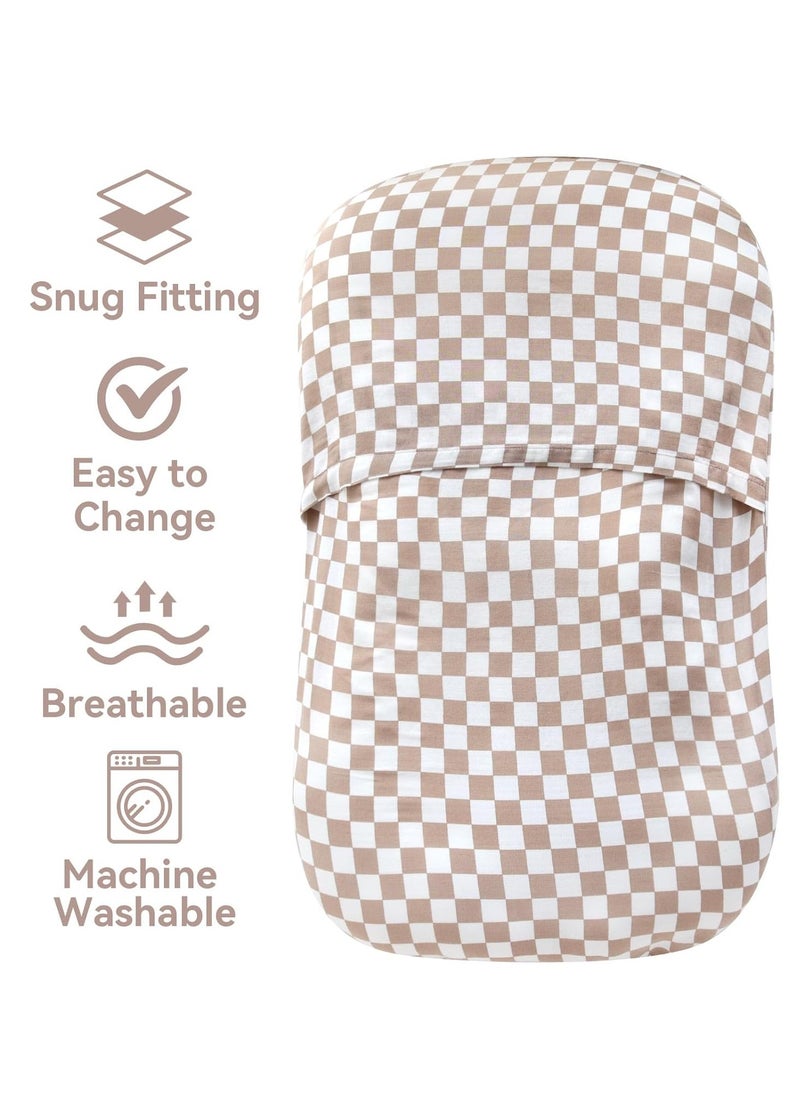 Generic Baby Lounger Cover Neutral, Newborn Slipcover Lounger Cover for Boys Girls Infant, Soft 70% Viscose from Bamboo and 30% Cotton, Cover Only, Checkered Pattern  - Image 3