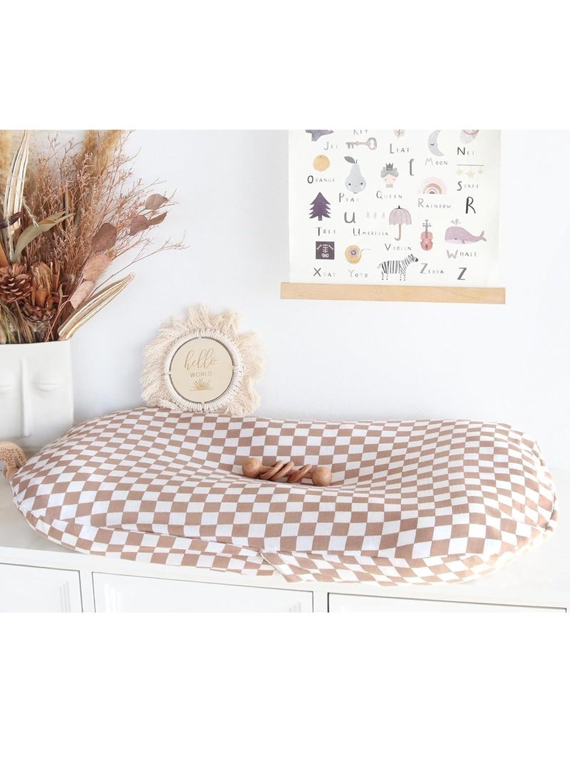 Generic Baby Lounger Cover Neutral, Newborn Slipcover Lounger Cover for Boys Girls Infant, Soft 70% Viscose from Bamboo and 30% Cotton, Cover Only, Checkered Pattern  - Image 4