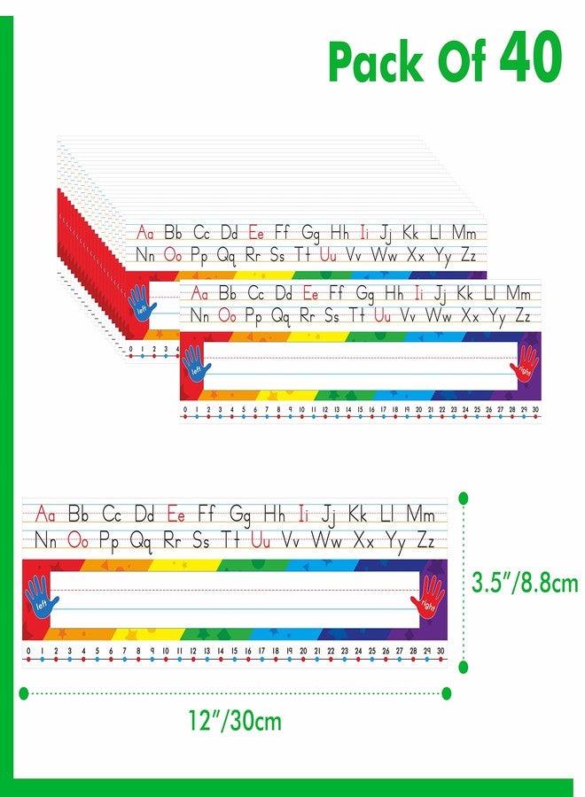 Gethelud 40 PCS Desk Nameplates, Waterproof Desk Name Tags with Alphabet, Number Line 1-30 Traditional Manuscript Name Plate for Classroom School Student (12” x 3.5”) - Image 2