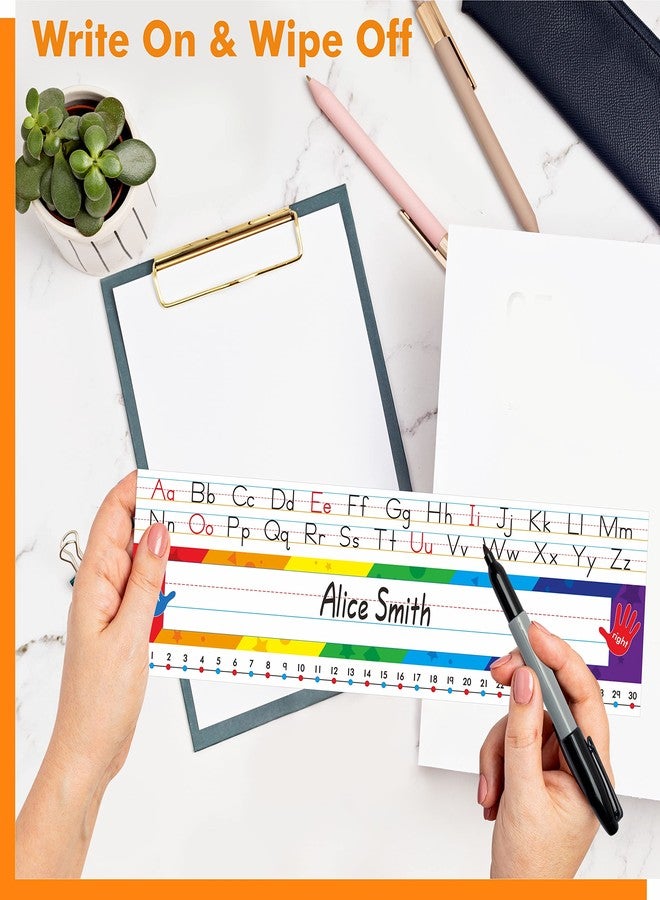 Gethelud 40 PCS Desk Nameplates, Waterproof Desk Name Tags with Alphabet, Number Line 1-30 Traditional Manuscript Name Plate for Classroom School Student (12” x 3.5”) - Image 4