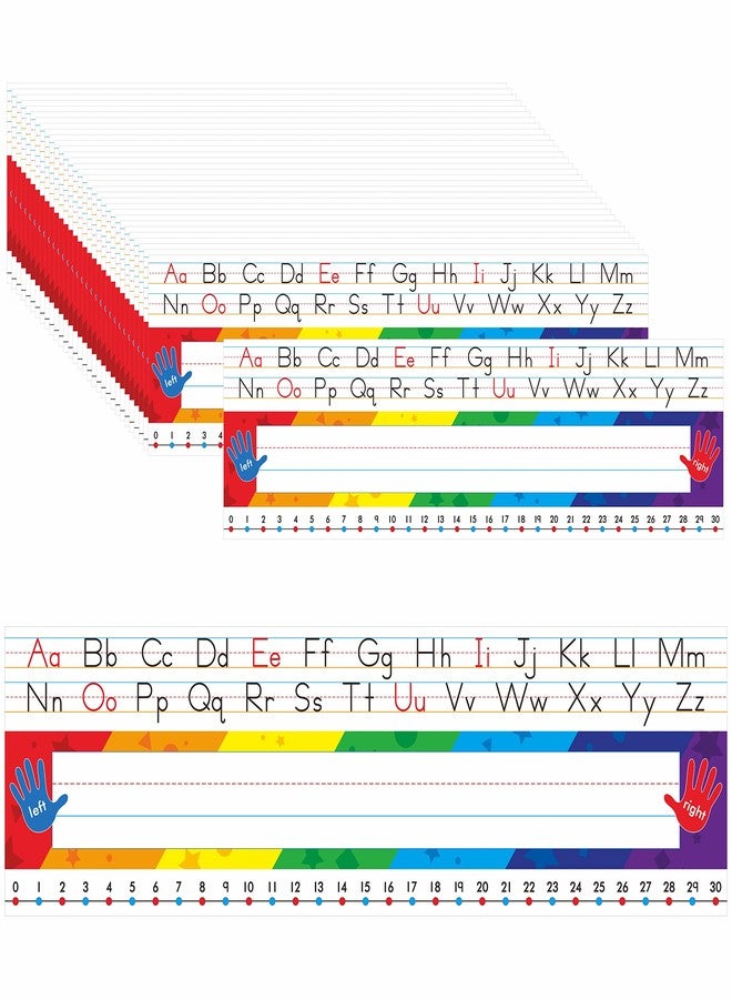 Gethelud 40 PCS Desk Nameplates, Waterproof Desk Name Tags with Alphabet, Number Line 1-30 Traditional Manuscript Name Plate for Classroom School Student (12” x 3.5”) - Image 1