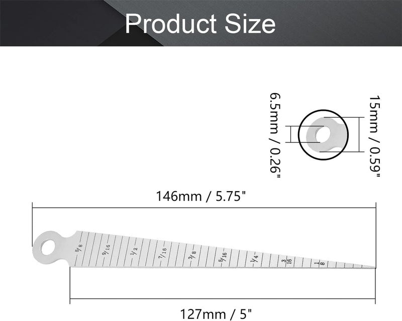 Utoolmart 1-15mm 1/32"-5/8" Taper Guage Feeler Welding Gauge Gap Hole Measuring Tool Inch & Metric - Image 2