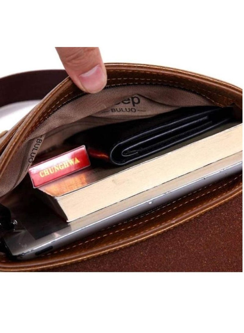 SYOSI Bag with Wallet for iPad and Personal Supplies Shoulder Bag Men Messenger Bag Leather Small Bag Vintage Business Leather Crossbody - black - Image 5