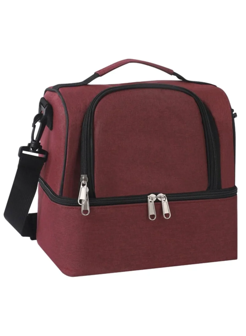 flâneur Double-Deck Insulated Lunch Bag with Handle and Front Pocket - Large Capacity, Stylish and Durable Design for School and Travel, Thermal and Versatile for All Needs