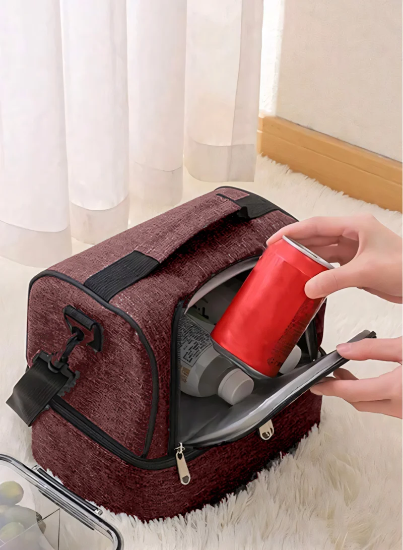 flâneur Double-Deck Insulated Lunch Bag with Handle and Front Pocket - Large Capacity, Stylish and Durable Design for School and Travel, Thermal and Versatile for All Needs