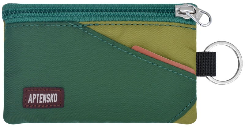 APTENSKO RFID Blocking Travel Wallet with Adjustable Lanyard, Small Nylon Zipper Pouch and Badge Holder for ID, Credit Cards, Cash, Keys, Commuters (ForestGreen+OliveGreen) - Image 1