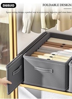 DUNISO 5 Pieces Foldable Closet Storage Organizer, Washable Closet Storage Boxes with Carrying Handles, Stackable Wardrobe Clothes Organizer, Closet Storage Basket, Cube Storage Bin for Clothes Wardrobe Home Bedroom Office  - Image 2