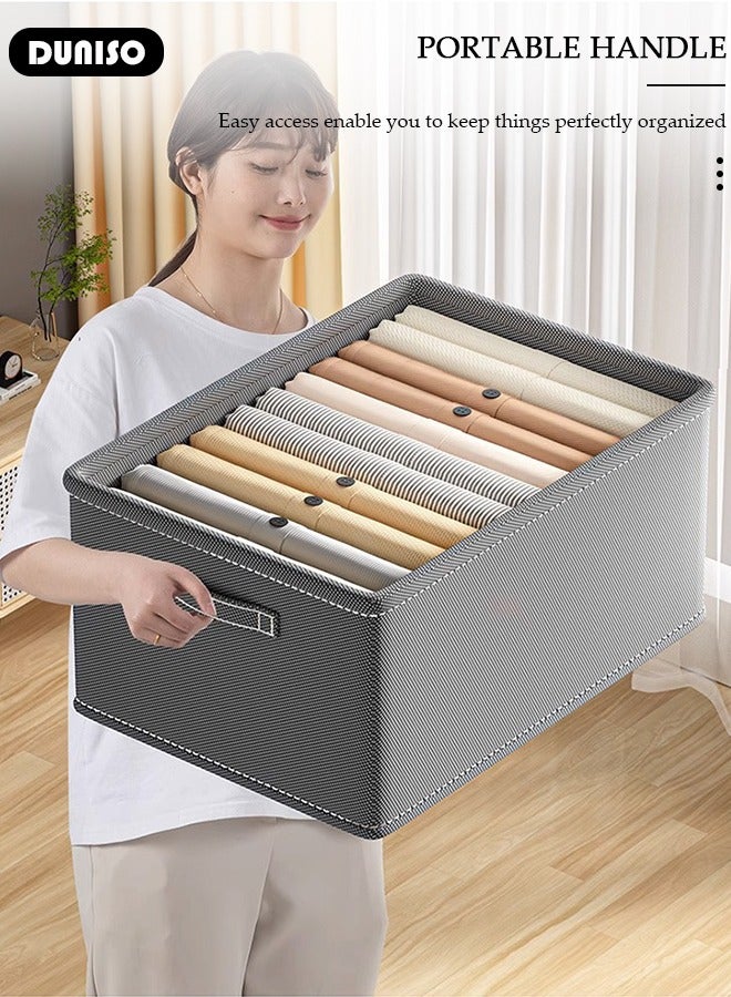 DUNISO 5 Pieces Foldable Closet Storage Organizer, Washable Closet Storage Boxes with Carrying Handles, Stackable Wardrobe Clothes Organizer, Closet Storage Basket, Cube Storage Bin for Clothes Wardrobe Home Bedroom Office - Image 5