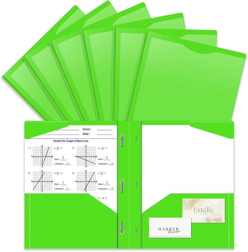 BAOFALI 6 Pack A4 Pocket Plastic Folder 2 Pockets and 3 Prongs 2 Card Slots, Durable, Tear-Resistant Heavy Duty Pocket Folders with Prongs, Colored Prong Folders for Schoolwork & Officer - Image 1