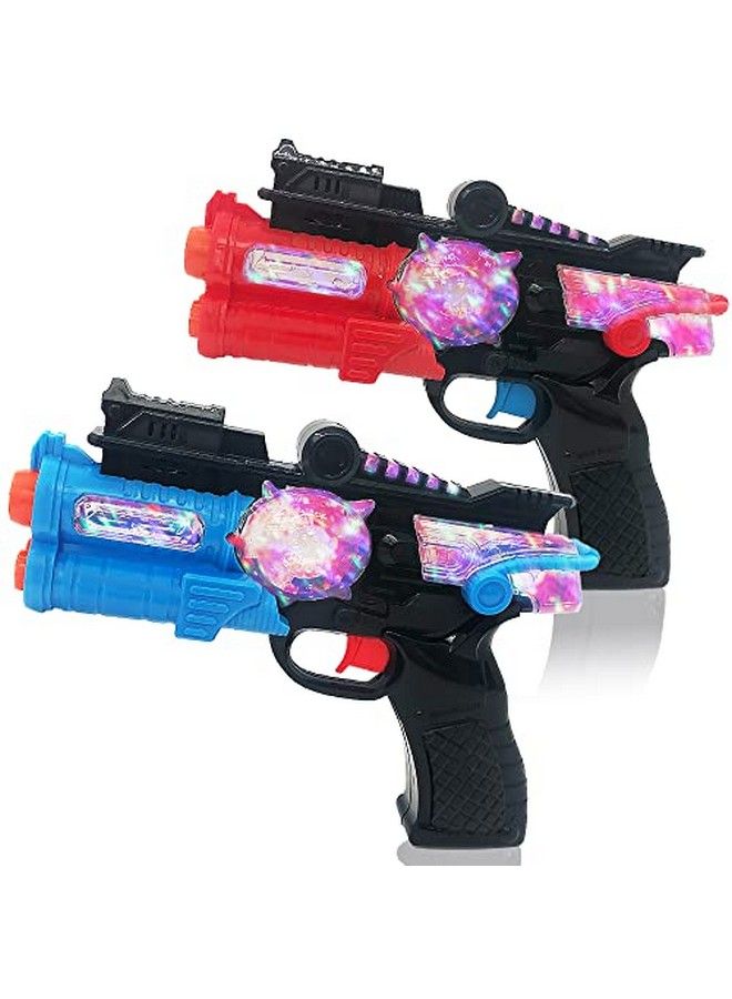 ArtCreativity Light Up Toy Guns For Kids Set Of 2 Red And Blue Space Blasters With Flashing Leds And Sound Effects Cool Futuristic Toy Guns For Boys And Girls Batteries Included - Image 1