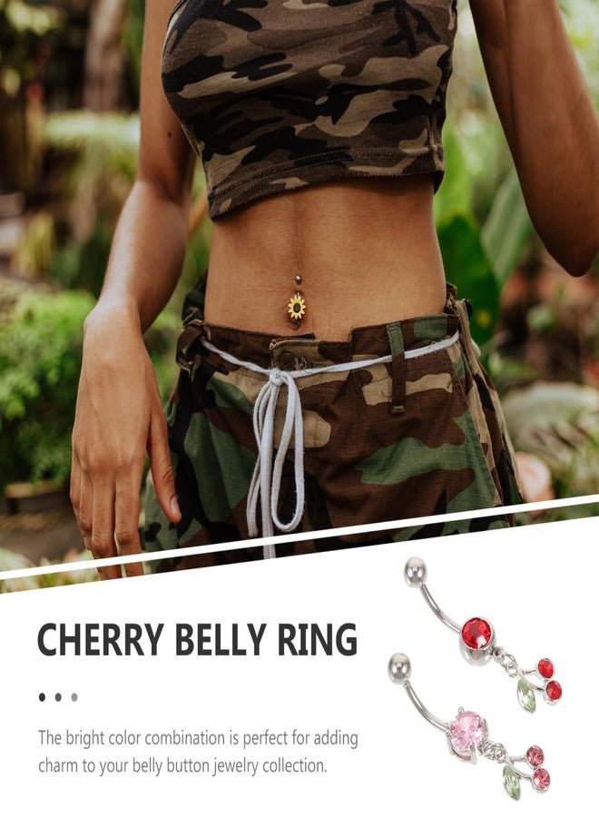 PACKOVE Dangling Belly Button Rings Cherry Belly Ring Belly Button Piercing Fruit belly rings belly Piercing Jewelry Belly Ring For Women - Image 4