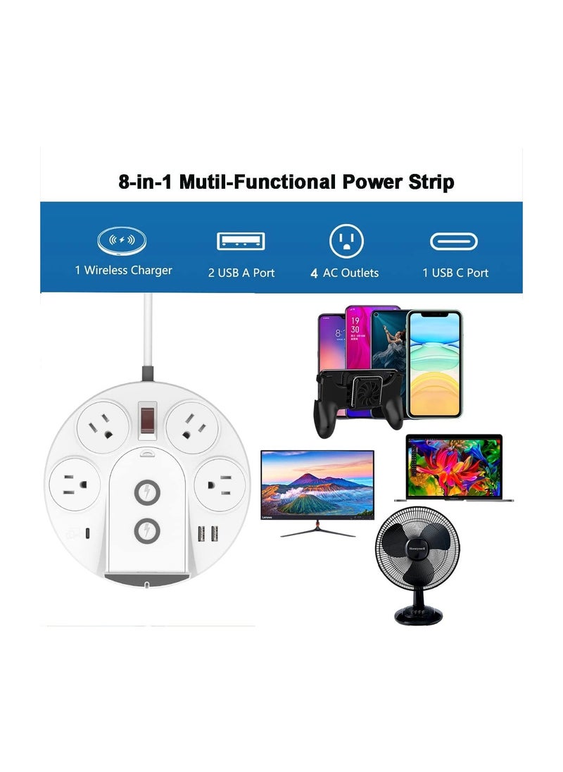 KASTWAVE 20W USB C PD Power Strip Surge Protector with Wireless Charger Tower, Travel Power Strip Delivery Charging with USB C for Phone Laptops Desk Office , 1 USB C/2 USB A Ports/4 AC Outlets Plug (UK Plug)  - Image 4
