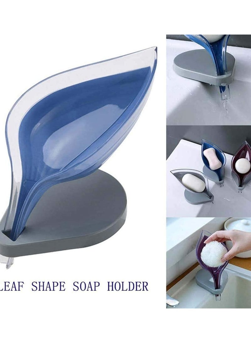 3pcs Leaf Shape Self-Draining Soap Holder with Suction Cup for Shower and Kitchen, Comes with 5 Mesh Bags for Convenient Storage  - Image 2