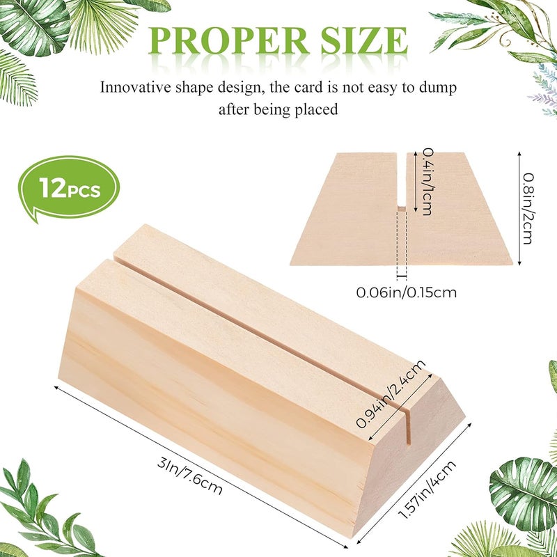 Marsui 12 Pcs Wood Place Card Holders Trapezoidal Wooden Table Number Holder Sign Support Stand for Name Card for Christmas Wedding Retail Shop Birthday Party Event Home Decor(12 Packs,0.06 Inches) - Image 4