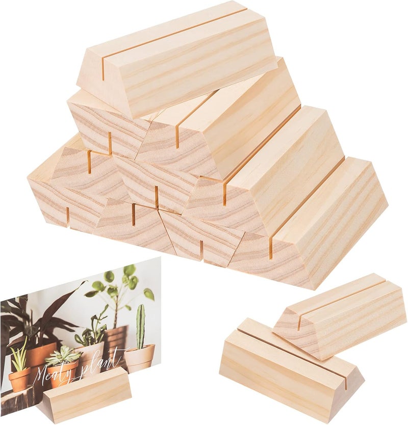 Marsui 12 Pcs Wood Place Card Holders Trapezoidal Wooden Table Number Holder Sign Support Stand for Name Card for Christmas Wedding Retail Shop Birthday Party Event Home Decor(12 Packs,0.06 Inches) - Image 1