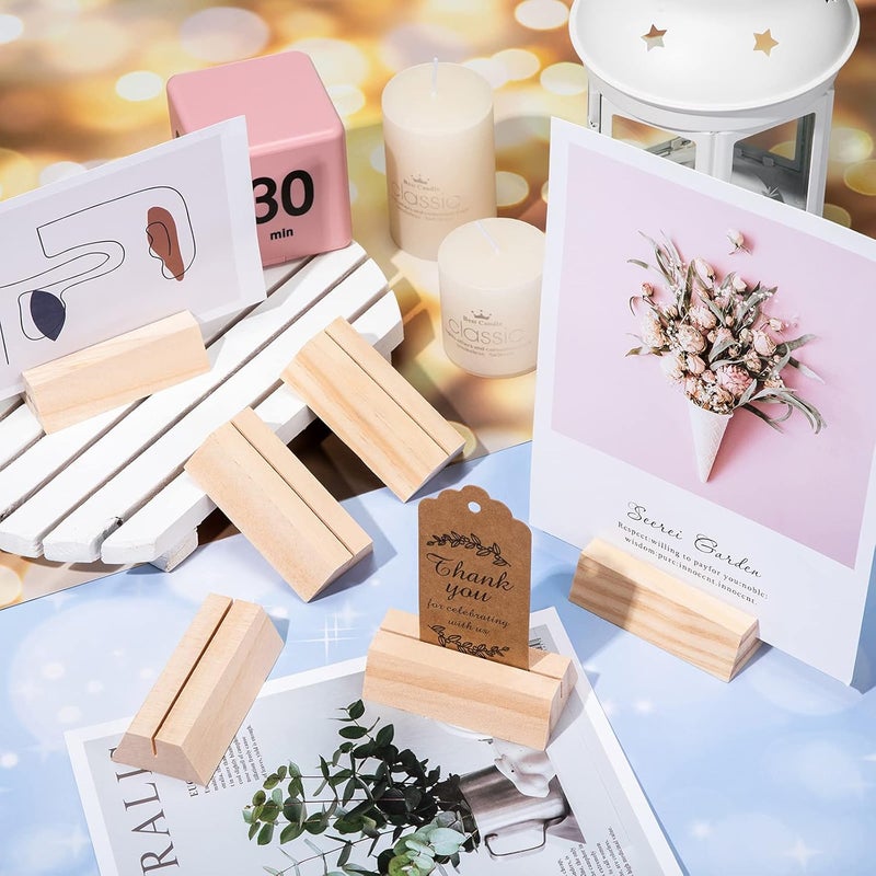 Marsui 12 Pcs Wood Place Card Holders Trapezoidal Wooden Table Number Holder Sign Support Stand for Name Card for Christmas Wedding Retail Shop Birthday Party Event Home Decor(12 Packs,0.06 Inches) - Image 3