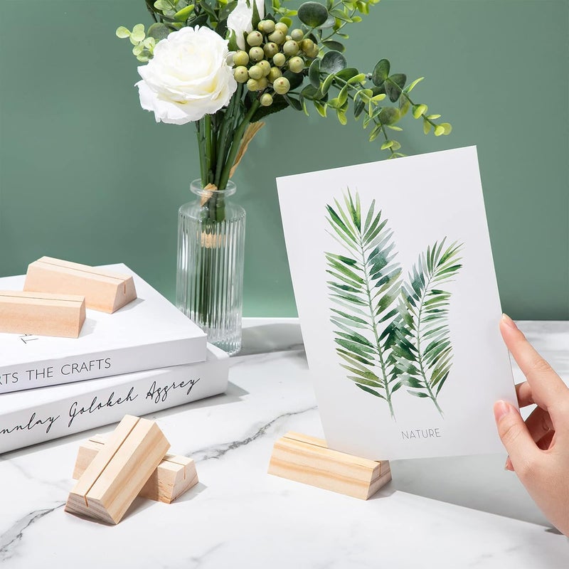 Marsui 12 Pcs Wood Place Card Holders Trapezoidal Wooden Table Number Holder Sign Support Stand for Name Card for Christmas Wedding Retail Shop Birthday Party Event Home Decor(12 Packs,0.06 Inches) - Image 2