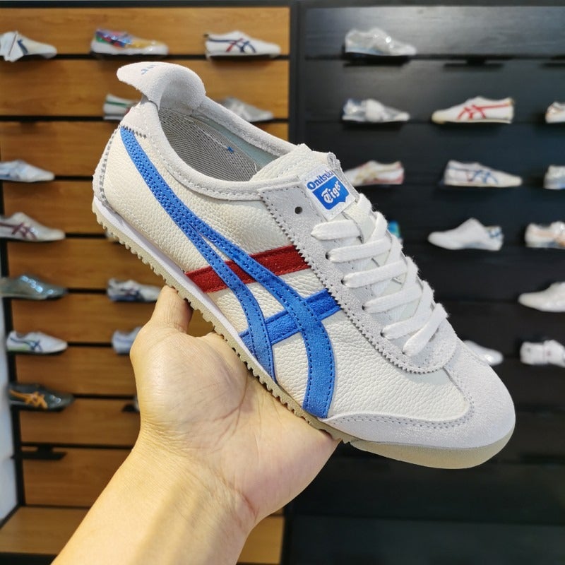 أونيتسوكا تايجر جلد طبيعي من الطبقة الأولى أحذية Onitsuka Tiger T-Toe سلسلة Mexic66 كلاسيكية رجعية للأزواج - Image 1