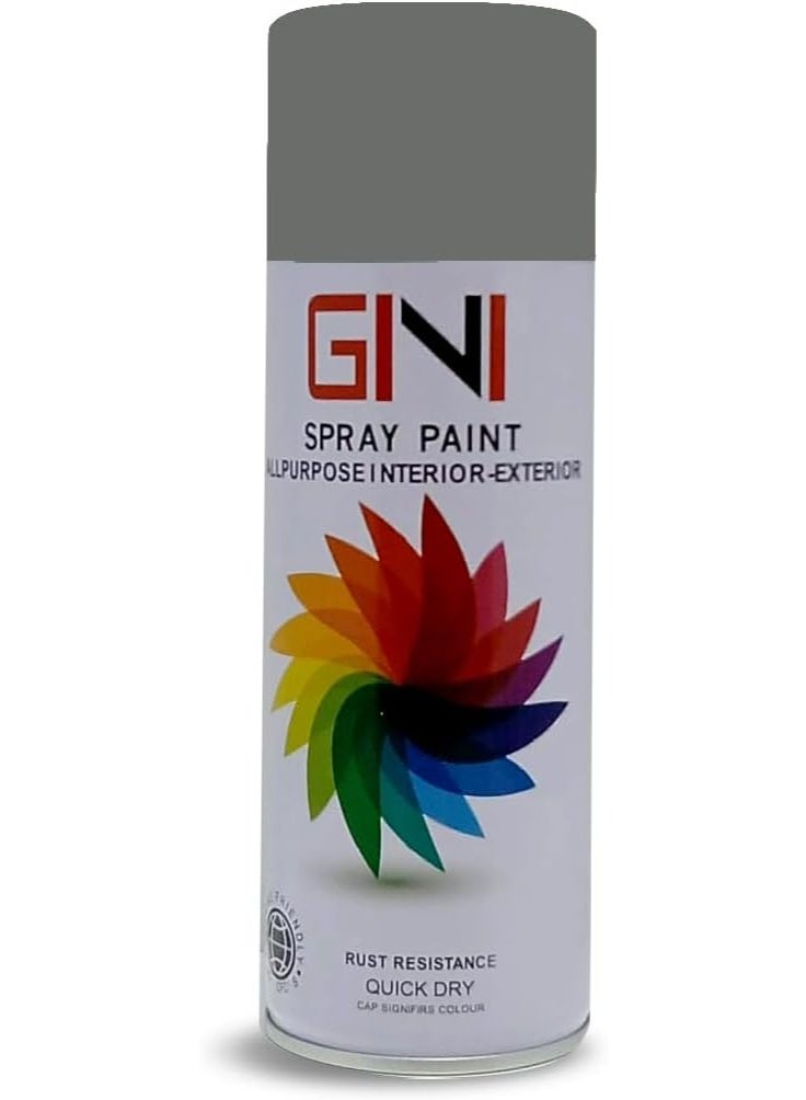 GINI All-Purpose Spray Paint - 450 ML - Grey - Fast Quick Dry Paint, All Weather Rust-Resistant Interior & Exterior Acrylic Paint (Pack of 1) - Image 1