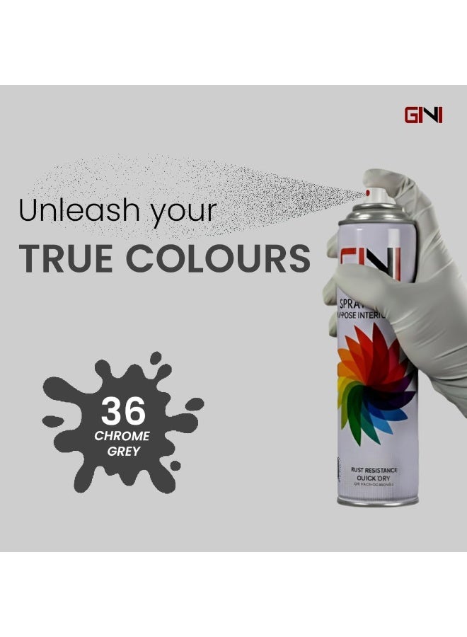 GINI All-Purpose Spray Paint - 450 ML - Grey - Fast Quick Dry Paint, All Weather Rust-Resistant Interior & Exterior Acrylic Paint (Pack of 1) - Image 4