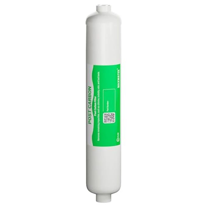 Max Water Post Activated Carbon Water Filter Replacement  5 Micron Inline Filter  10 inch Inline Carbon Filter Under Sink and Reverse Fits most Reverse Osmosis Systems (1 pack) - Image 1