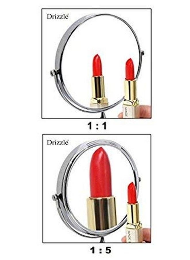 Drizzle Face Mirror 8 Inch (One Side Standard & One Side 5X Magnifying) / Shaving Mirror/Makeup Mirror/Vanity Mirror/Wall Mount Face Mirror/Bathroom Mirror/Adjustable Mirror  - Image 4