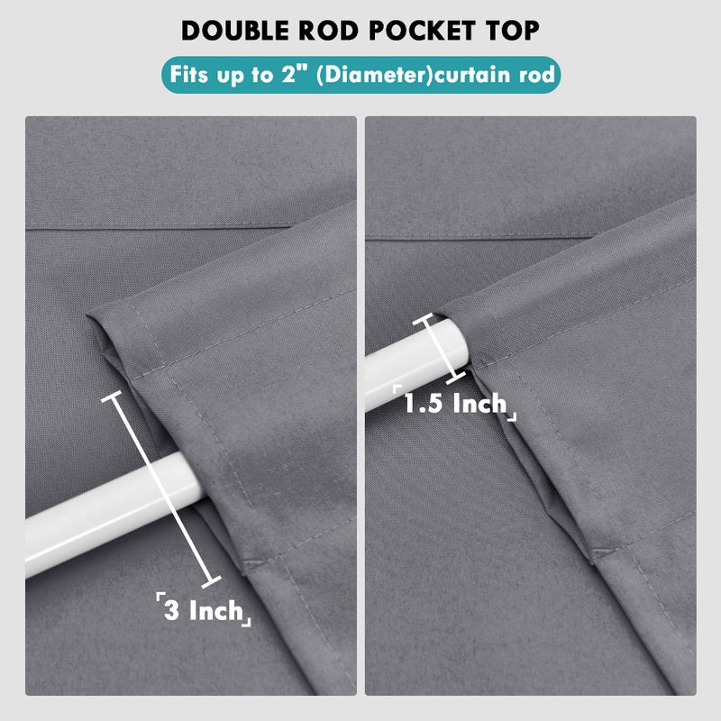 JIUZHEN Valance Curtains for Kitchen Window Valances for Living Room/Basement Window Curtains Bathroom Thermal Insulated Short Rod Pocket Curtain Panels,Dark Grey,42 x 18 Inches,1 Panel - Image 4
