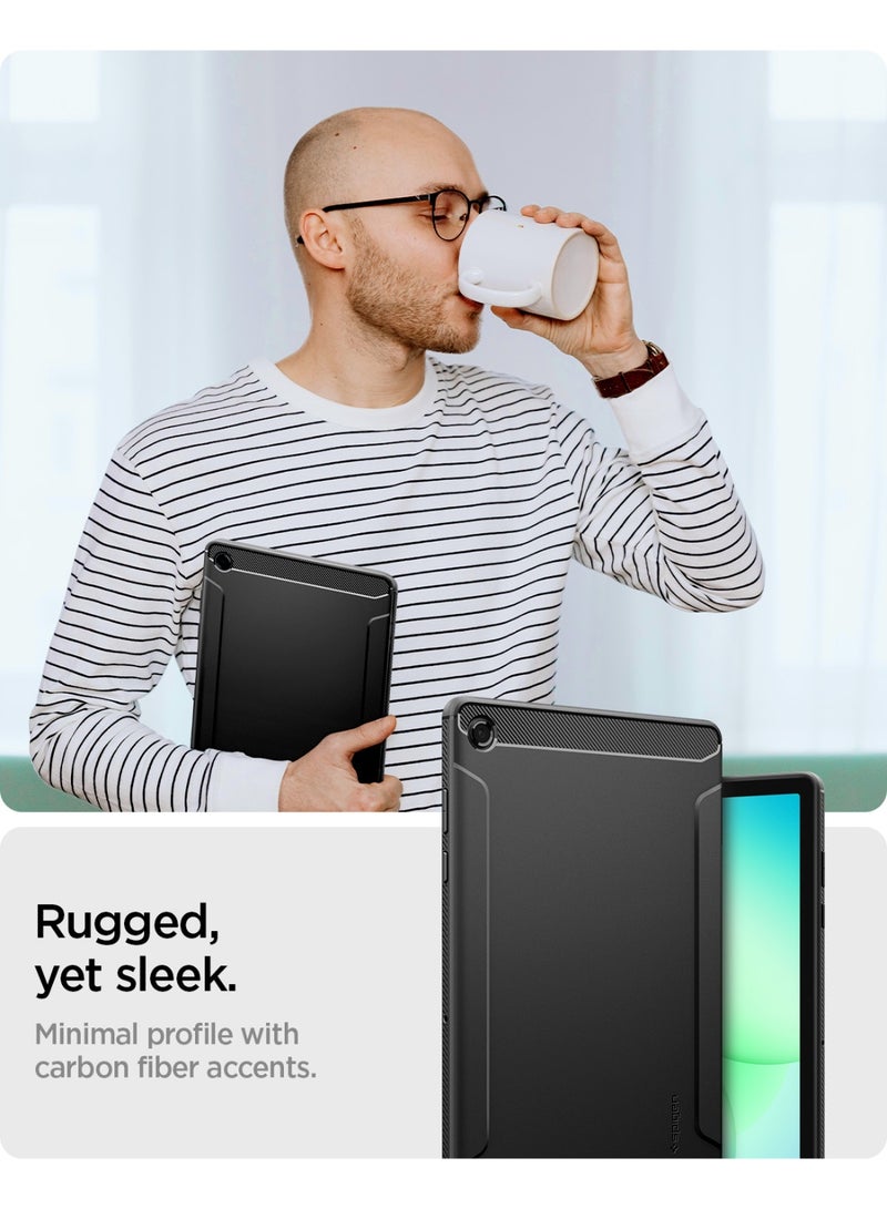 Spigen درع متين لغطاء جهاز سامسونج جالاكسي تاب A11 بلس (11 بوصة) مع تفاصيل من ألياف الكربون - أسود غير لامع - Image 3