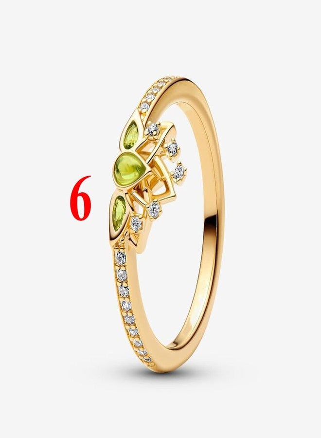 ZURWTCH Ring Fit Women Fashion Gifts 925 Sterling Silver DIY Jewelry (Princess Tiana Tiara Ring number 6) - Image 2