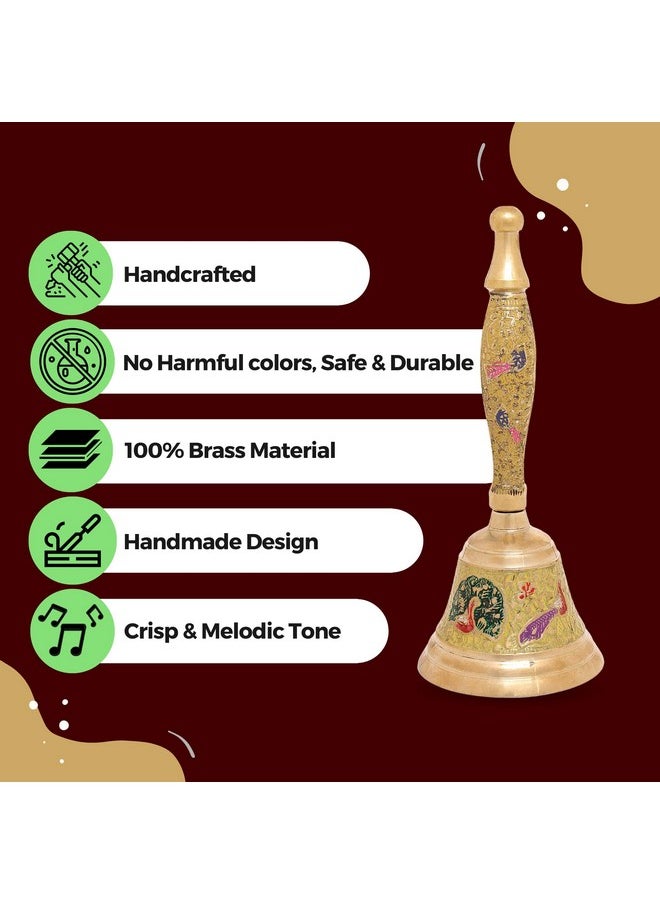 Hashcart Hashcart Brass Pooja Bell for Mandir Hand Bell - Pooja Handbells - Indian Religious Puja Ghanti for Temples Diwali Decorations - Christmas Bells Colorful Jingle Bel ( Yellow )  - Image 3