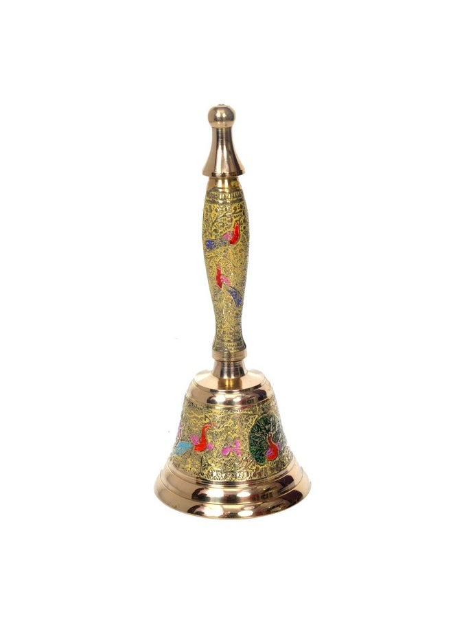 Hashcart Hashcart Brass Pooja Bell for Mandir Hand Bell - Pooja Handbells - Indian Religious Puja Ghanti for Temples Diwali Decorations - Christmas Bells Colorful Jingle Bel ( Yellow )  - Image 1