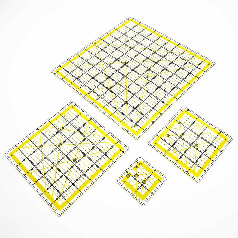 Tsxioua Quilting Rulers,Sewing Rulers,4 Piece Quilting Square Templates Yellow(2.5"X2.5",4.5"X4.5",6.5"X6.5",10.5"X10.5") - Image 3