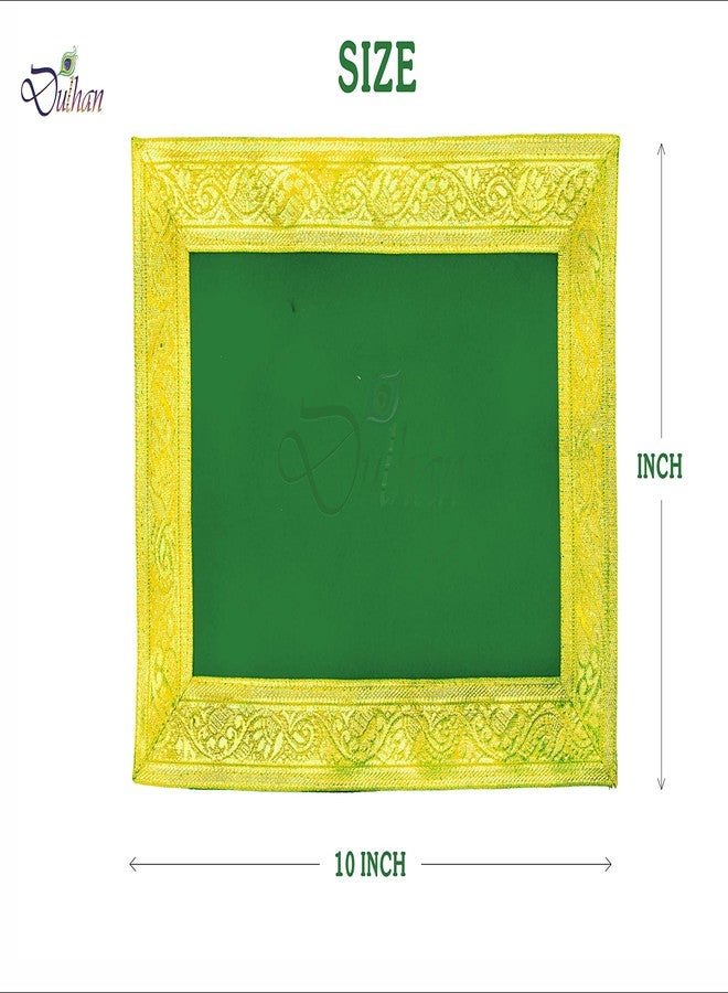 Dulhan Velvet Pooja Cloth Aasan for Mandir, Temple Altar Cloth with Golden Border Color (Green) Size (8 * 10 in) Pack of 3 - Image 3