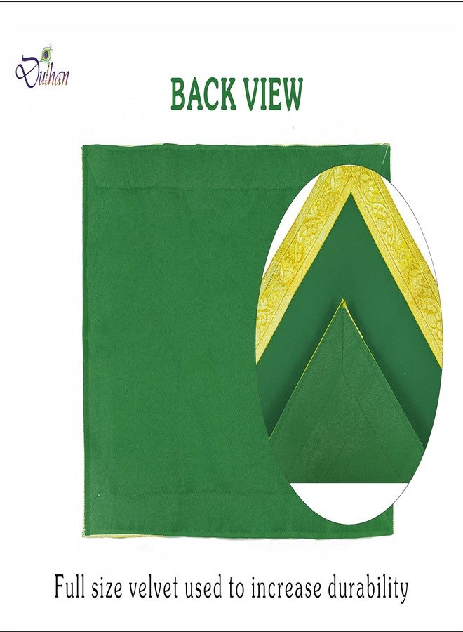 Dulhan Velvet Pooja Cloth Aasan for Mandir, Temple Altar Cloth with Golden Border Color (Green) Size (8 * 10 in) Pack of 3 - Image 2