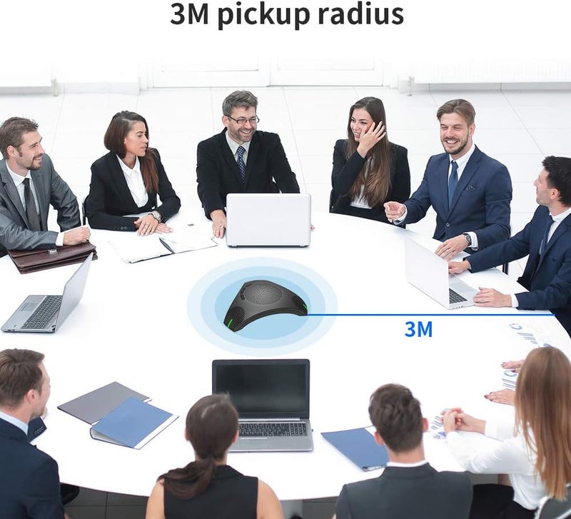 مكبر صوت وميكروفون مؤتمرات USB سلكي بالتقاط محيطي 360° وموزع USB، معالجة DSP لتقليل الضوضاء وإلغاء الصدى مع أزرار الكتم والصوت لاجتماعات 8–10 أشخاص، رمادي - Image 5