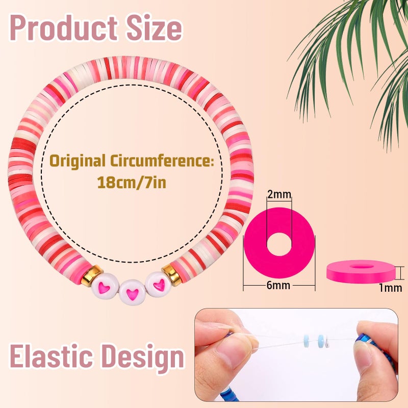 LUYI 32 Pcs Preppy Jewelry Bracelets for Women Clay Bead Colorful Surfer Heishi Bracelet Set Stackable Beaded Friendship Stretch Bracelets Boho Y2K Summer Beach Elastic Layering Bracelets - Image 4